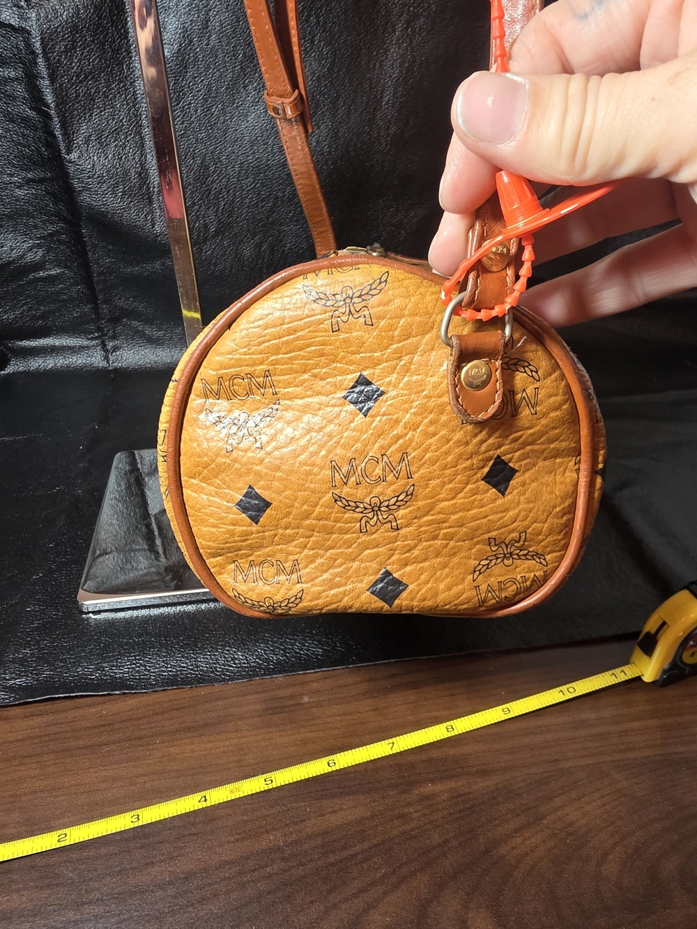 MCM Cognac Visetos Monogram Barrel Crossbody Bag - Picture 5 of 14